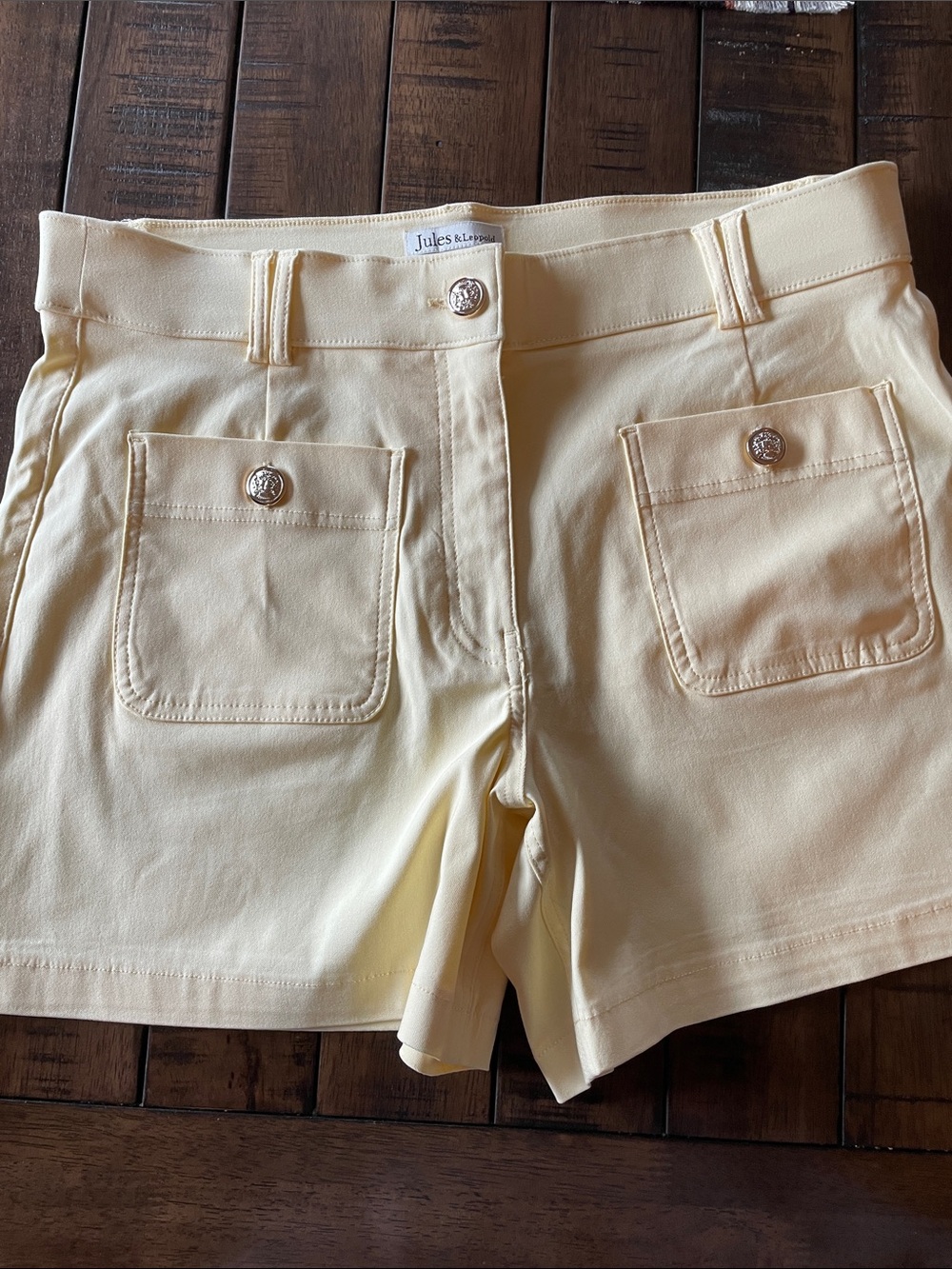 Jules & Leopold Butter Yellow Front-Pocket High Rise Shorts - Picture 1 of 13